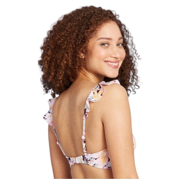 Shade & Shore Women’s Floral Ruffle Bralette Bikini Top Size 34C NWT - Picture 2 of 15